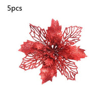 HKM-262547 Glitter Artificial Christmas Flowers for Tree and Home Decorations, 11cm Xmas Ornaments