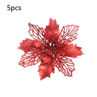 HKM-262547 Glitter Artificial Christmas Flowers for Tree and Home Decorations, 11cm Xmas Ornaments