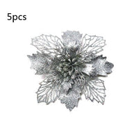 HKM-262547 Glitter Artificial Christmas Flowers for Tree and Home Decorations, 11cm Xmas Ornaments