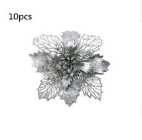 HKM-262547 Glitter Artificial Christmas Flowers for Tree and Home Decorations, 11cm Xmas Ornaments