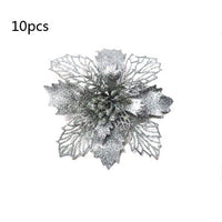 HKM-262547 Glitter Artificial Christmas Flowers for Tree and Home Decorations, 11cm Xmas Ornaments