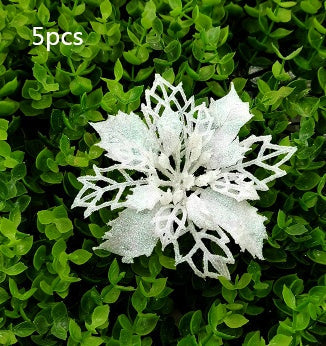 HKM-262547 Glitter Artificial Christmas Flowers for Tree and Home Decorations, 11cm Xmas Ornaments