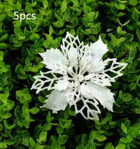 HKM-262547 Glitter Artificial Christmas Flowers for Tree and Home Decorations, 11cm Xmas Ornaments