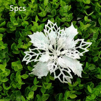 HKM-262547 Glitter Artificial Christmas Flowers for Tree and Home Decorations, 11cm Xmas Ornaments