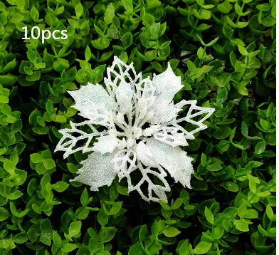 HKM-262547 Glitter Artificial Christmas Flowers for Tree and Home Decorations, 11cm Xmas Ornaments