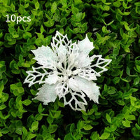 HKM-262547 Glitter Artificial Christmas Flowers for Tree and Home Decorations, 11cm Xmas Ornaments