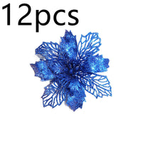HKM-262547 Glitter Artificial Christmas Flowers for Tree and Home Decorations, 11cm Xmas Ornaments
