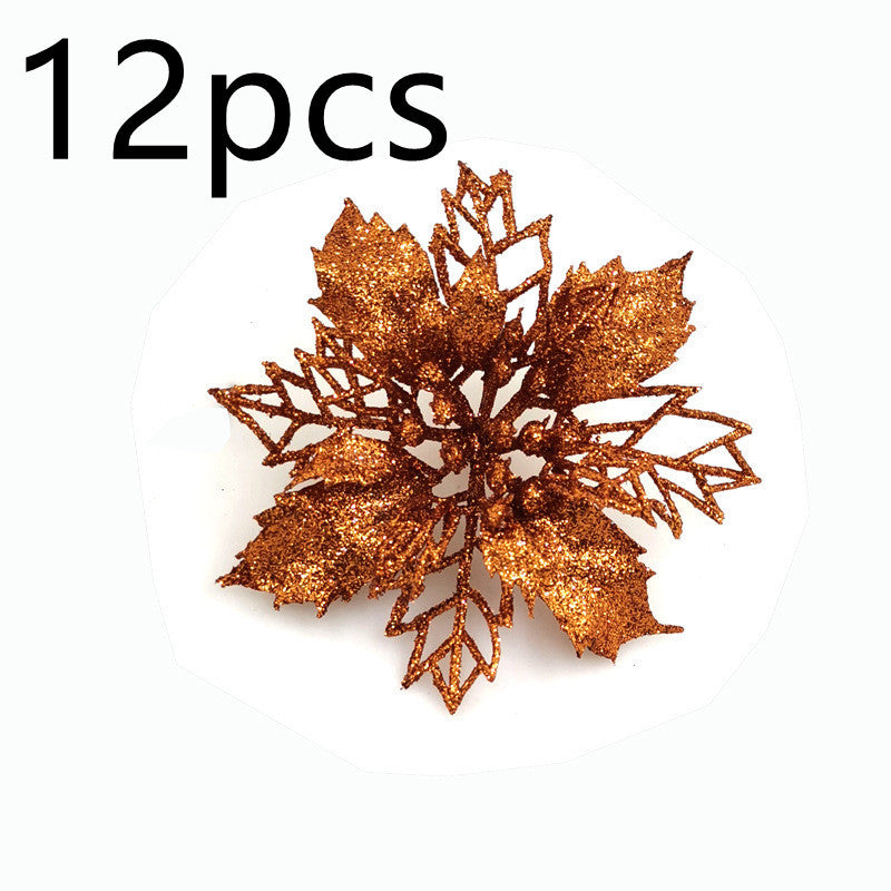 HKM-262547 Glitter Artificial Christmas Flowers for Tree and Home Decorations, 11cm Xmas Ornaments