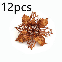 HKM-262547 Glitter Artificial Christmas Flowers for Tree and Home Decorations, 11cm Xmas Ornaments