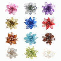 HKM-262547 Glitter Artificial Christmas Flowers for Tree and Home Decorations, 11cm Xmas Ornaments