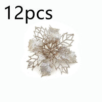 HKM-262547 Glitter Artificial Christmas Flowers for Tree and Home Decorations, 11cm Xmas Ornaments