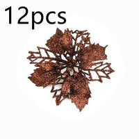 HKM-262547 Glitter Artificial Christmas Flowers for Tree and Home Decorations, 11cm Xmas Ornaments