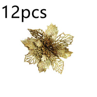 HKM-262547 Glitter Artificial Christmas Flowers for Tree and Home Decorations, 11cm Xmas Ornaments