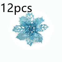 HKM-262547 Glitter Artificial Christmas Flowers for Tree and Home Decorations, 11cm Xmas Ornaments