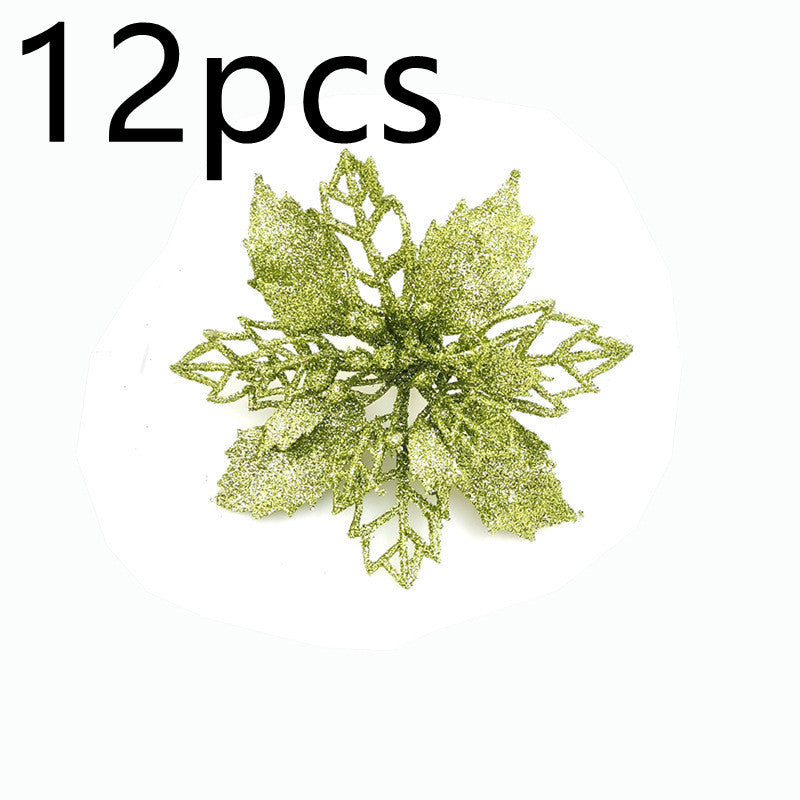 HKM-262547 Glitter Artificial Christmas Flowers for Tree and Home Decorations, 11cm Xmas Ornaments