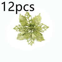 HKM-262547 Glitter Artificial Christmas Flowers for Tree and Home Decorations, 11cm Xmas Ornaments