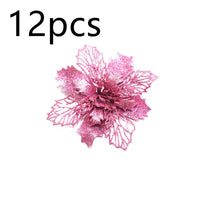 HKM-262547 Glitter Artificial Christmas Flowers for Tree and Home Decorations, 11cm Xmas Ornaments