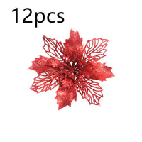 HKM-262547 Glitter Artificial Christmas Flowers for Tree and Home Decorations, 11cm Xmas Ornaments