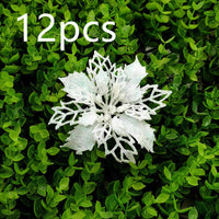 HKM-262547 Glitter Artificial Christmas Flowers for Tree and Home Decorations, 11cm Xmas Ornaments