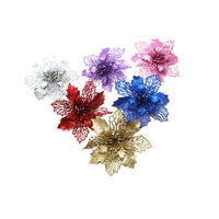 HKM-262547 Glitter Artificial Christmas Flowers for Tree and Home Decorations, 11cm Xmas Ornaments