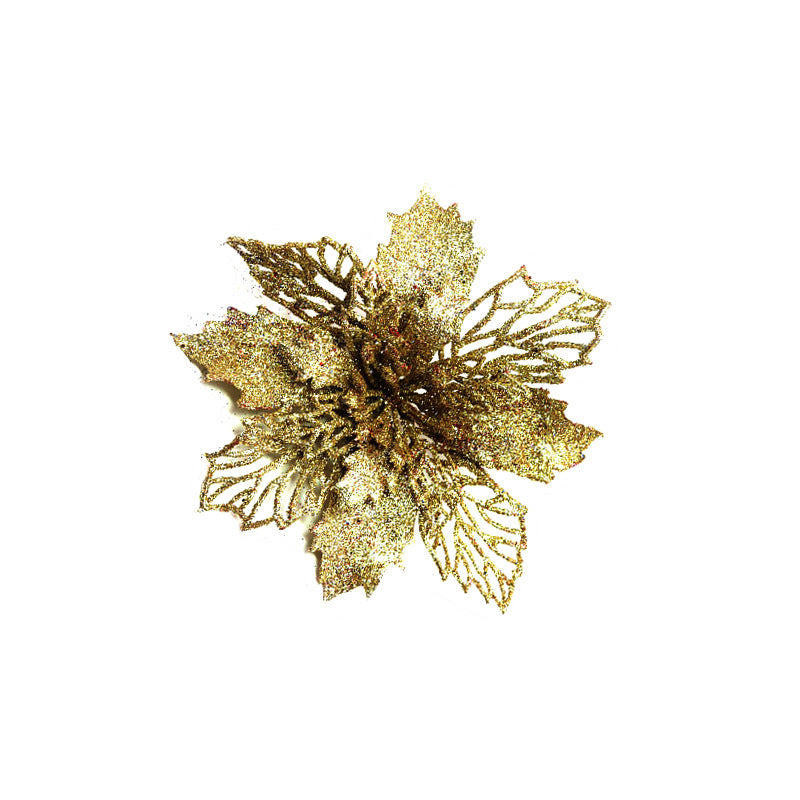 HKM-262547 Glitter Artificial Christmas Flowers for Tree and Home Decorations, 11cm Xmas Ornaments