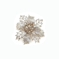 HKM-262547 Glitter Artificial Christmas Flowers for Tree and Home Decorations, 11cm Xmas Ornaments