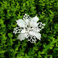 HKM-262547 Glitter Artificial Christmas Flowers for Tree and Home Decorations, 11cm Xmas Ornaments