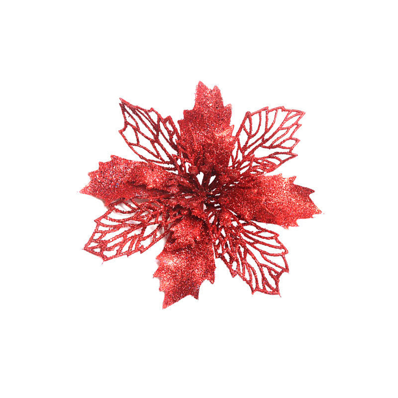 HKM-262547 Glitter Artificial Christmas Flowers for Tree and Home Decorations, 11cm Xmas Ornaments