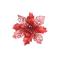 HKM-262547 Glitter Artificial Christmas Flowers for Tree and Home Decorations, 11cm Xmas Ornaments