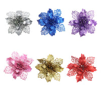 HKM-262547 Glitter Artificial Christmas Flowers for Tree and Home Decorations, 11cm Xmas Ornaments