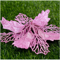 HKM-262547 Glitter Artificial Christmas Flowers for Tree and Home Decorations, 11cm Xmas Ornaments