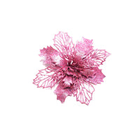 HKM-262547 Glitter Artificial Christmas Flowers for Tree and Home Decorations, 11cm Xmas Ornaments