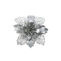 HKM-262547 Glitter Artificial Christmas Flowers for Tree and Home Decorations, 11cm Xmas Ornaments