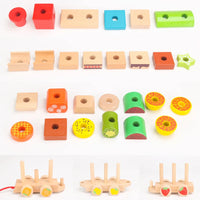 HKM-262675 Wooden 3D Fruit Train Puzzle for Kids - Educational DIY Toy with Geometric Blocks, Ages 2-4