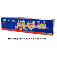 HKM-262675 Wooden 3D Fruit Train Puzzle for Kids - Educational DIY Toy with Geometric Blocks, Ages 2-4