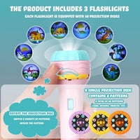HKM-262739 Customizable Cartoon Projector Flashlight Storybook for Kids – Fruit & Animal Themes