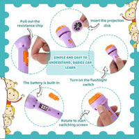 HKM-262739 Customizable Cartoon Projector Flashlight Storybook for Kids – Fruit & Animal Themes