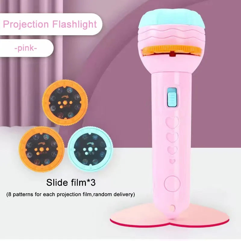 HKM-262739 Customizable Cartoon Projector Flashlight Storybook for Kids – Fruit & Animal Themes