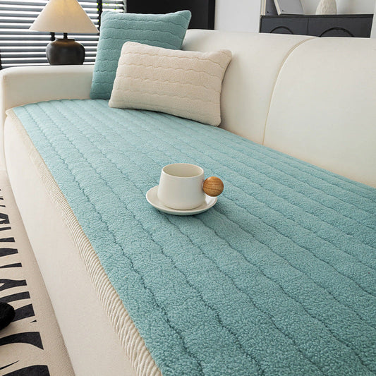 HKM-262931 Thickened Fleece Minimalist Sofa Cover – Solid Colors & Multiple Sizes