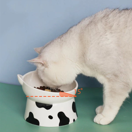 HKM-263123 Large Diameter Ceramic Pet Bowl with Elevated Design for Cervical Spine Protection