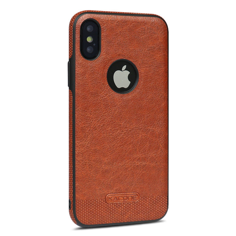 HKM-263187 Leather Mobile Phone Case for Apple Models X, XS, XR, XS Max, 6, 7, 8 Plus, 11 - All Inclusive Protection