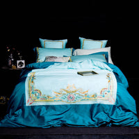 HKM-263251 Solid Color Long-Staple Cotton Bedding Set with Embroidery Accents