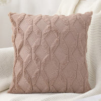 HKM-263315 Solid Color Rabbit Hair Quilted Pillow Cover - 45x45cm, Available in Khaki, Leather Powder, White, Gray