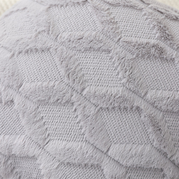 HKM-263315 Solid Color Rabbit Hair Quilted Pillow Cover - 45x45cm, Available in Khaki, Leather Powder, White, Gray