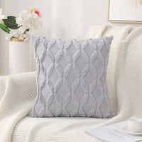 HKM-263315 Solid Color Rabbit Hair Quilted Pillow Cover - 45x45cm, Available in Khaki, Leather Powder, White, Gray
