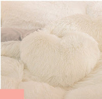 HKM-263571 Thick Warm Mink Fur Plush 4-Piece Bedding Set with Tie-Dyed Design and Rhinestone Accents