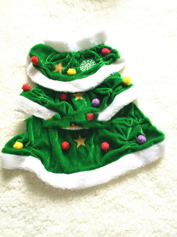 HKM-263699 Green Christmas Tree Dog Dress - Polyester Skirt for Pets, Sizes XS-XXXL