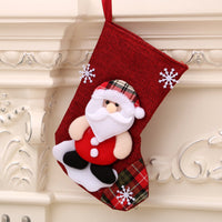 HKM-263699 Multicolor Christmas Hanging Socks with Old Man, Snowman, Deer, and Bear Designs