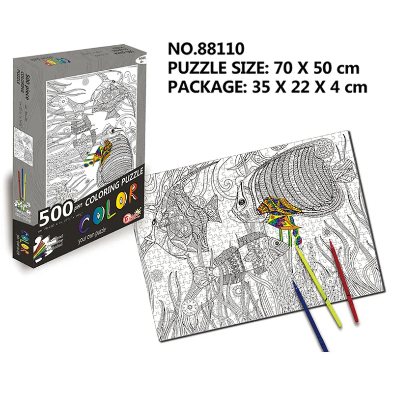 HKM-263827 500pcs Blank Jigsaw Puzzle for DIY Painting - Educational Toy for Ages 8+