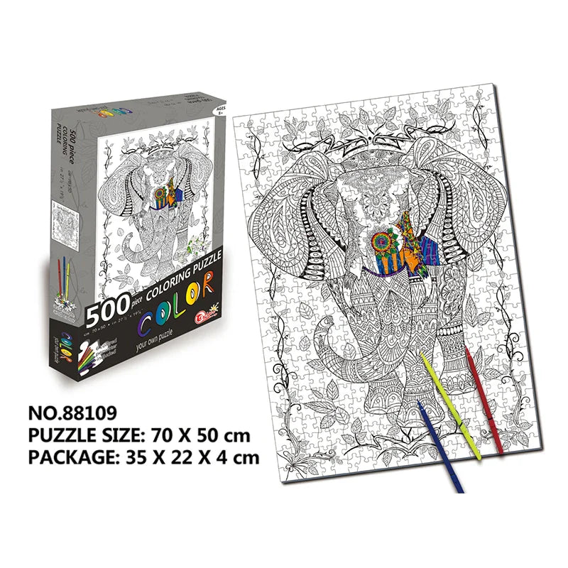 HKM-263827 500pcs Blank Jigsaw Puzzle for DIY Painting - Educational Toy for Ages 8+